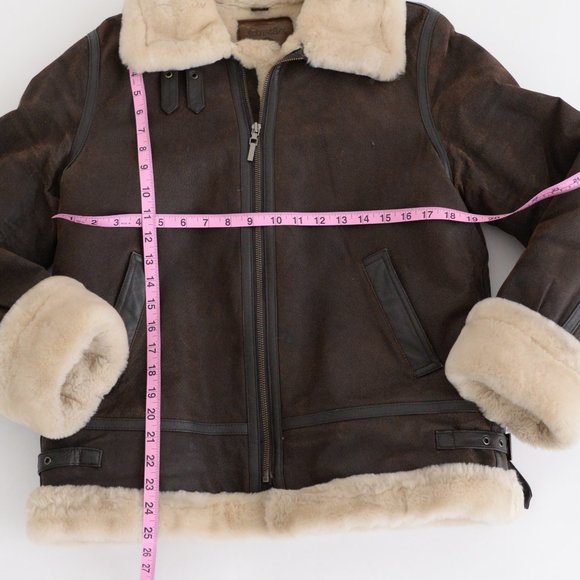 Vintage St. John's Bay Brown Leather Aviator Pilot Jacket with Shearling… - Picture 4 of 16